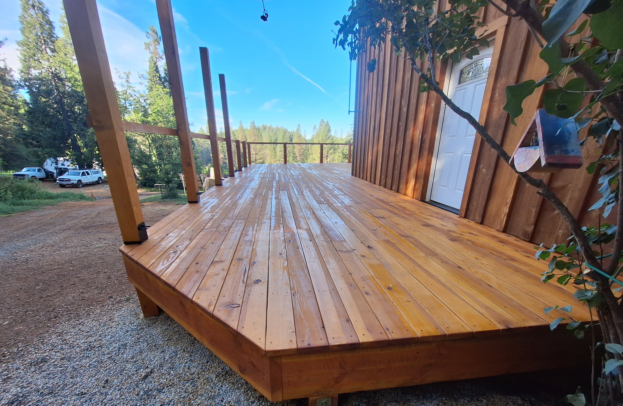 Finished lumber deck built with Sierra Custom Lumber boards.